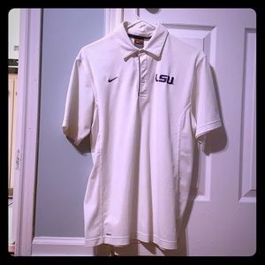 White Nike LSU dri fit polo shirt